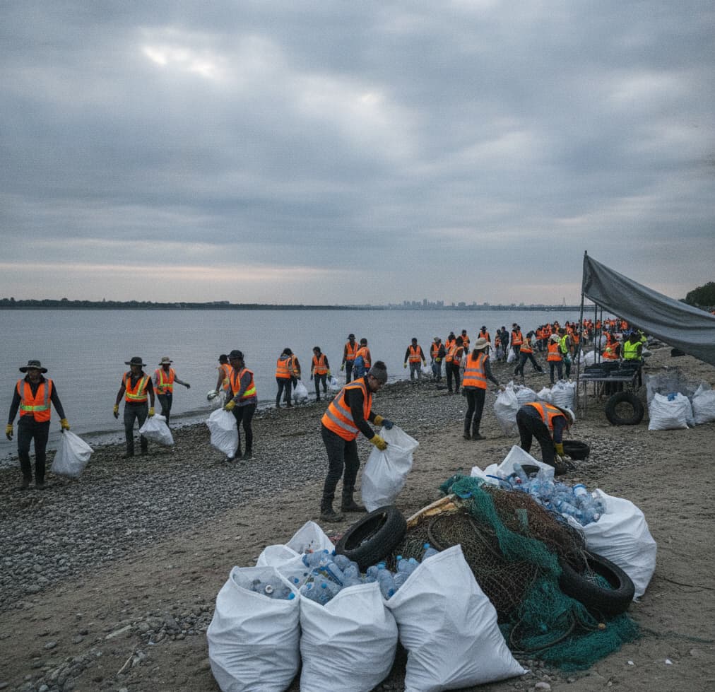 Riverside litter collection