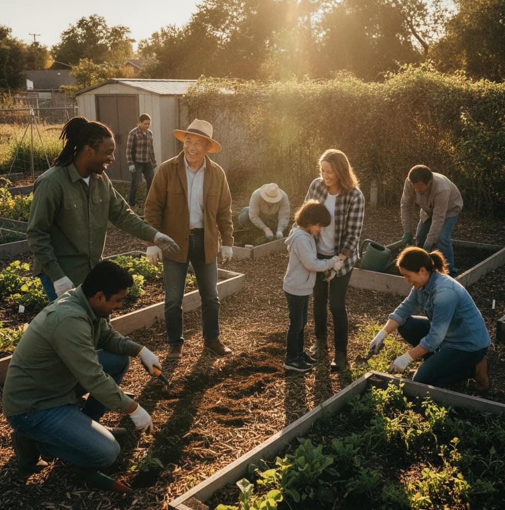 Volunteers working together on a local community project in Katowice
